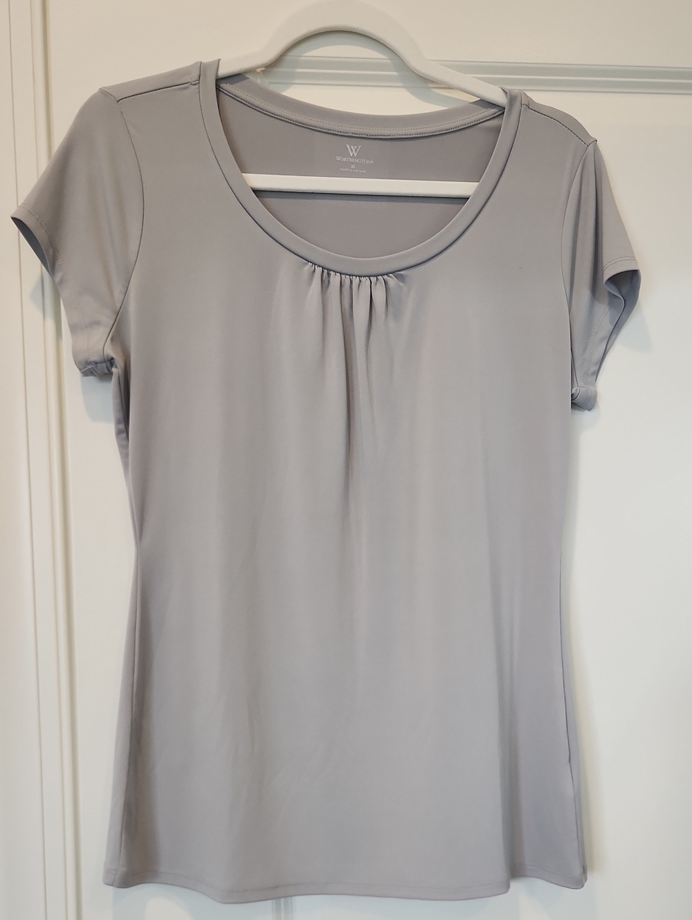 Light Gray Short Sleeve Scoop Neck Top